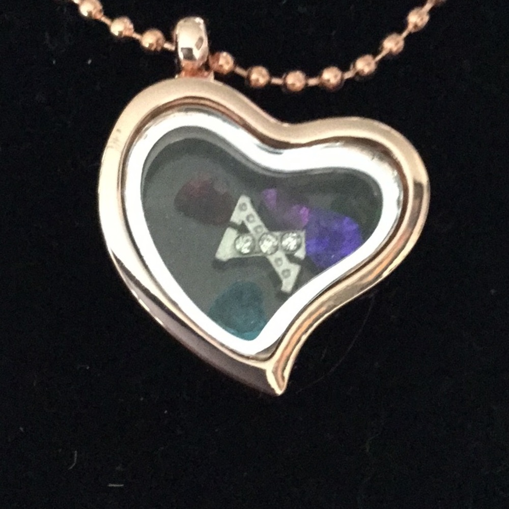 Stainless steel rose gold necklace with charms